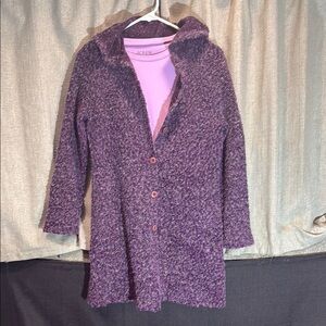 Purple Wool Jacket w  Hoodie M